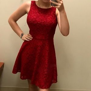 Red lace dress